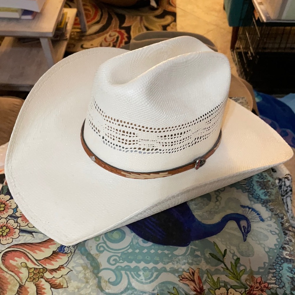 Justin Straw Cowboy Hat Sz 57 7 1/8